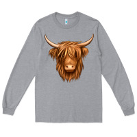 Heather Grey long haired cow Long Sleeve Tee - Jasminsmagicworld