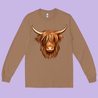 Long Haired Cow Long Sleeve Tee Designed By Jasminsmagicworld