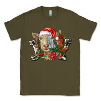 Army Green Joy Christmas Goat Classic Tee - LillyAllenDesigns