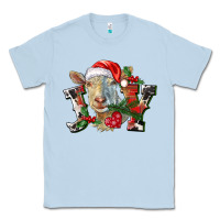 Dusty Blue Joy Christmas Goat Classic Tee - LillyAllenDesigns