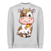 Heather Grey Cartoon Cow Heavyweight Sweatshirt - HowdyJamesFarm