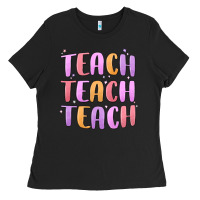 Black teach teach varsity Ladies Tee - MaliasSmallBusiness