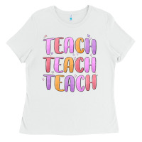 White teach teach varsity Ladies Tee - MaliasSmallBusiness
