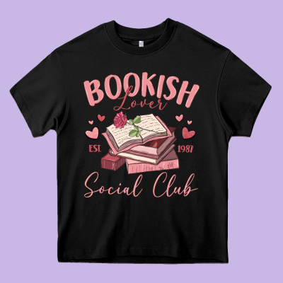 Bookish Lover Social Club Heavy Core Tee Designed By Maliassmallbusiness