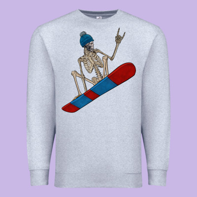 Skeleton Snowboard Premium Sweatshirt Designed By Fadigitalartstudio