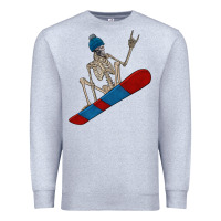 Heather Grey skeleton snowboard Premium Sweatshirt - FaDigitalArtStudio