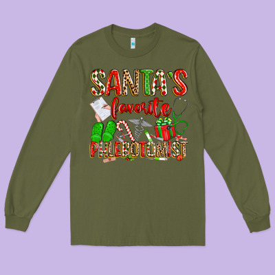 Santa's Favorite Phlebotomist Long Sleeve Tee Designed By Texasbilliewilder