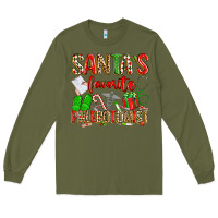 Army Green Santa's Favorite Phlebotomist Long Sleeve Tee - texasbilliewilder