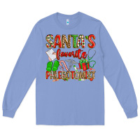 Colony Blue Santa's Favorite Phlebotomist Long Sleeve Tee - texasbilliewilder