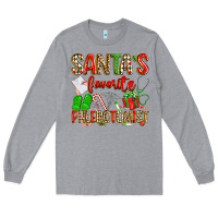 Heather Grey Santa's Favorite Phlebotomist Long Sleeve Tee - texasbilliewilder