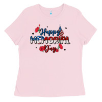 Bubblegum Pink happy memorial day Ladies Tee - MaliasSmallBusiness