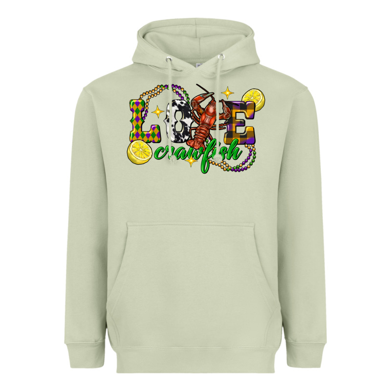 Mardi Gras Love Crawfish Heavyweight Hoodie by FaDigitalArtStudio | Teevron