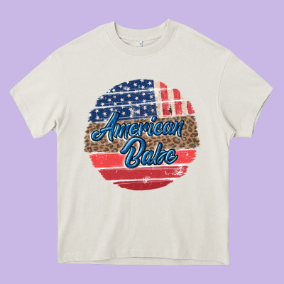 Leopard Merica Heavy Core Tee Designed By Maliassmallbusiness