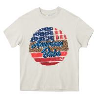 Cream leopard merica Heavy Core Tee - MaliasSmallBusiness