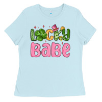 Baby Blue lucky babe st patrick s day Ladies Tee - MaliasSmallBusiness