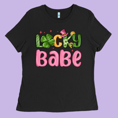 Lucky Babe St Patrick S Day Ladies Tee Designed By Maliassmallbusiness