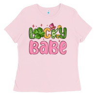 Bubblegum Pink lucky babe st patrick s day Ladies Tee - MaliasSmallBusiness