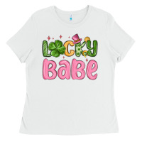 White lucky babe st patrick s day Ladies Tee - MaliasSmallBusiness
