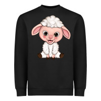 Black Cartoon Lamb Heavyweight Sweatshirt - HowdyJamesFarm