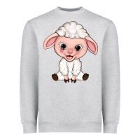 Heather Grey Cartoon Lamb Heavyweight Sweatshirt - HowdyJamesFarm