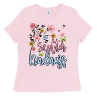 Bubblegum Pink scatter kindness Ladies Tee - MaliasSmallBusiness