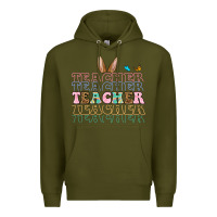 Army Green Easter bunny Teacher Premium Hoodie - OliviaCreatesArt