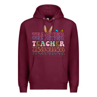 Burgundy Easter bunny Teacher Premium Hoodie - OliviaCreatesArt