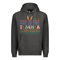 Charcoal Heather Easter bunny Teacher Premium Hoodie - OliviaCreatesArt