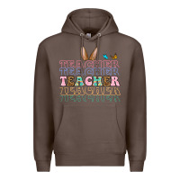 Coffee Easter bunny Teacher Premium Hoodie - OliviaCreatesArt