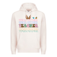 Pale Pink Easter bunny Teacher Premium Hoodie - OliviaCreatesArt