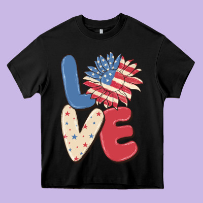 Love 4th Of July Heavy Core Tee Designed By Maliassmallbusiness