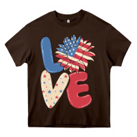Chocolate Brown love 4th of july Heavy Core Tee - MaliasSmallBusiness