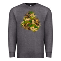 Charcoal Heather camouflage and leopard patch  3 Premium Sweatshirt - BundleAndBundleShop