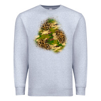 Heather Grey camouflage and leopard patch  3 Premium Sweatshirt - BundleAndBundleShop