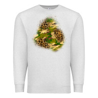 Oatmeal Heather camouflage and leopard patch  3 Premium Sweatshirt - BundleAndBundleShop