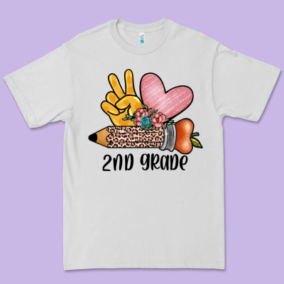 Peace Love 2nd Grade Premium Tee Designed By Jahusdesignshop