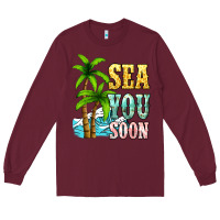 Burgundy Sea you soon Long Sleeve Tee - NancyCooperArtShop