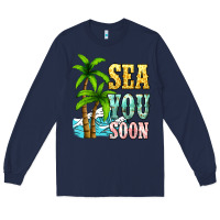 Navy Sea you soon Long Sleeve Tee - NancyCooperArtShop