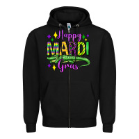 Black happy mardi gras alligator olivia Zipper Hoodie - OliviaCreatesArt