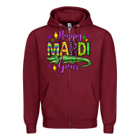 Burgundy happy mardi gras alligator olivia Zipper Hoodie - OliviaCreatesArt