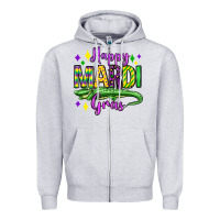 Heather Grey happy mardi gras alligator olivia Zipper Hoodie - OliviaCreatesArt
