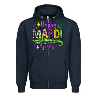 Navy happy mardi gras alligator olivia Zipper Hoodie - OliviaCreatesArt