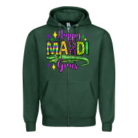 Sports Green happy mardi gras alligator olivia Zipper Hoodie - OliviaCreatesArt