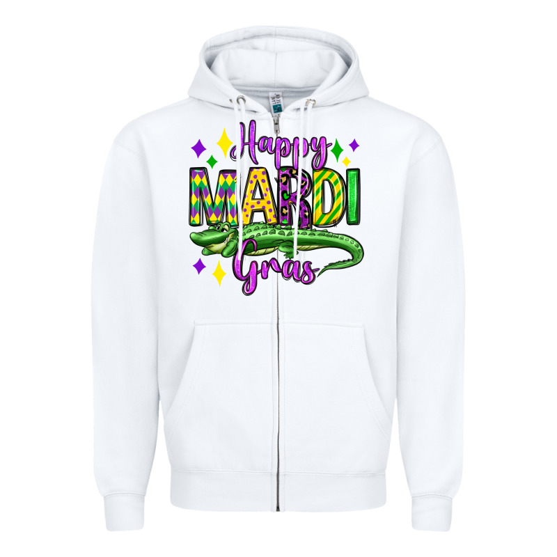 Happy Mardi Gras Alligator Olivia Zipper Hoodie by OliviaCreatesArt | Teevron
