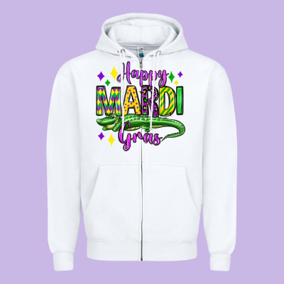 Happy Mardi Gras Alligator Olivia Zipper Hoodie Designed By Oliviacreatesart