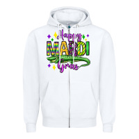 White happy mardi gras alligator olivia Zipper Hoodie - OliviaCreatesArt