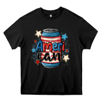 Black American can cooler Heavy Core Tee - MaliasSmallBusiness