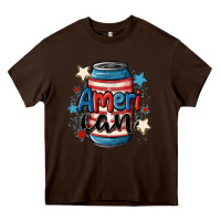 Chocolate Brown American can cooler Heavy Core Tee - MaliasSmallBusiness