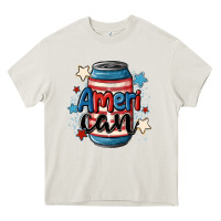 Cream American can cooler Heavy Core Tee - MaliasSmallBusiness