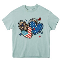 Arona american flag leopard hearts Heavy Core Tee - MaliasSmallBusiness